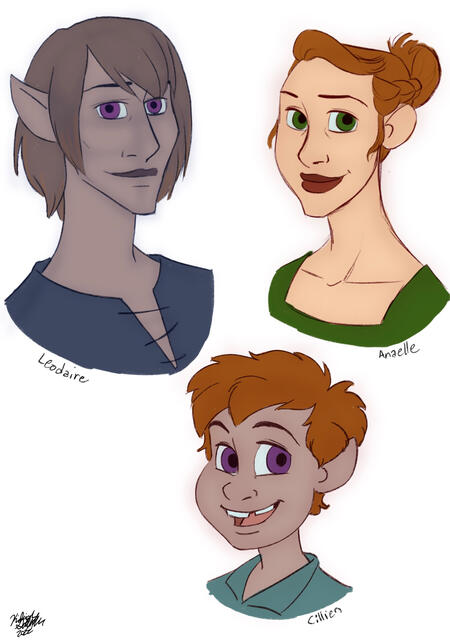 Portraits of Anaelle Vairemont’s. Drawn by Kileigh Gallagher. @kiplaysgames and @gallagirlart on twitter